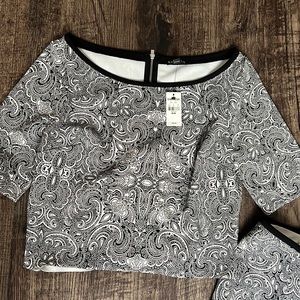 Black and white two-piece set pencil skirt